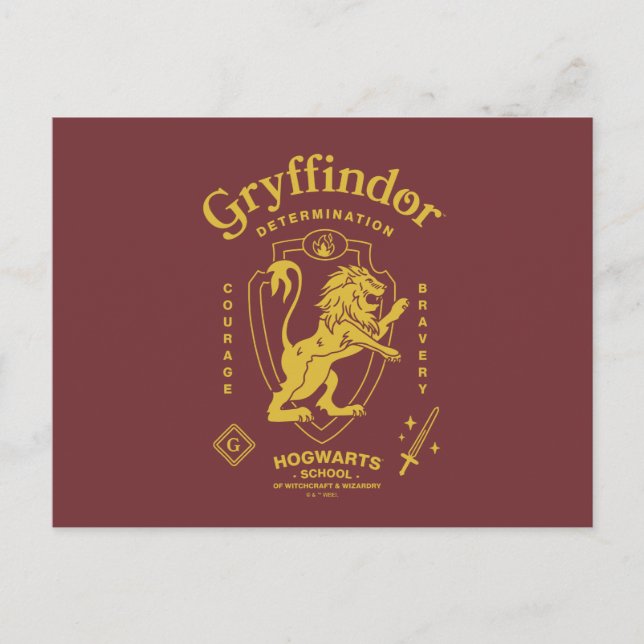 Postal GRYFFINDOR™ Determinación Coraje Valentía Escudo (Anverso)