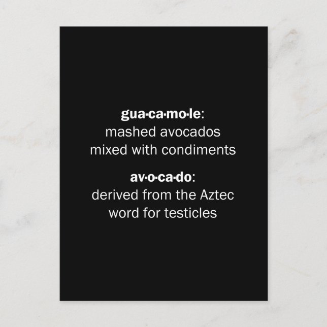 Postal Guacamole Testicles (Anverso)