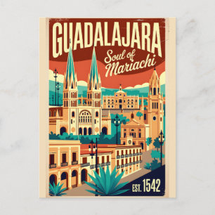 Postal Guadalajara Vintage México Alma del Mariachi Retro