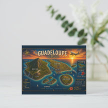 Guadeloupe 971 Vintage Travel Map