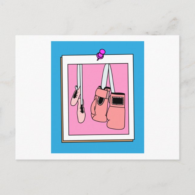 Postal Guantes de boxeo retro de boxeo de boxeo femenino (Anverso)