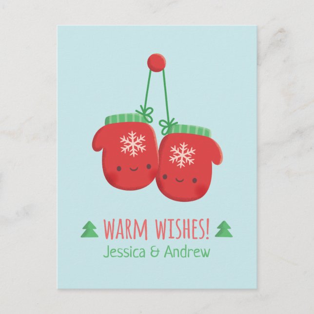 Postal Guantes de Navidad para Parejas con Deseos Cálidos (Anverso)