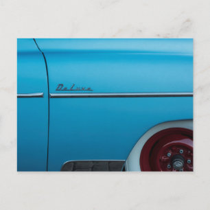 Postal Guardabarros azul Chevrolet Deluxe
