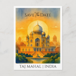 Postal Guardar el anuncio de fecha   Taj Mahal India Vint