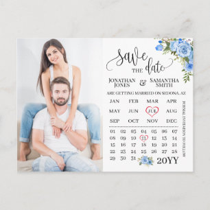 Postal Guardar el calendario de fotos de fecha boda flora