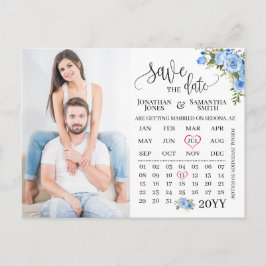 Postal Guardar el calendario de fotos de fecha boda flora