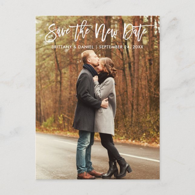 Postal Guardar El Nuevo Guión De Pincel Moderno De Fecha (Anverso)