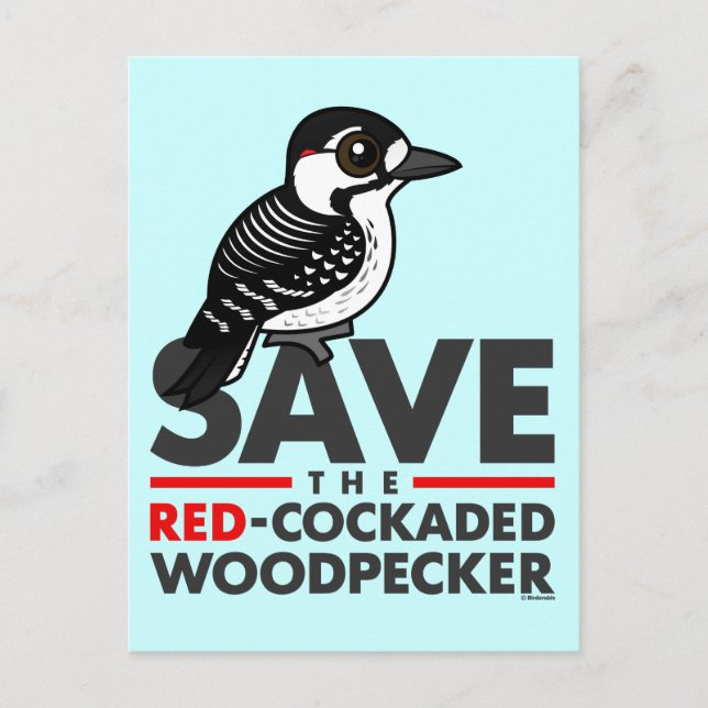 Postal Guardar el pájaro carpintero de color rojo (Anverso)