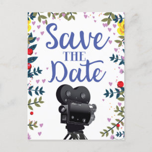 Postal Guardar la cámara de película de Boda de fecha