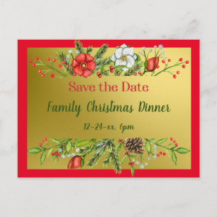 Postal Guardar la cita de la cena de los Navidades de fam