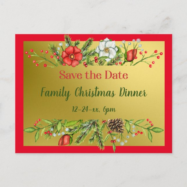Postal Guardar la cita de la cena de los Navidades de fam (Anverso)