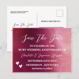 Postal Guardar la fecha 40º Aniversario de Bodas de Rubí