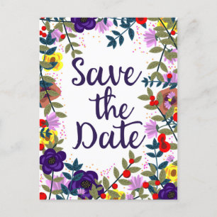 Postal Guardar la fecha boda vintage floral arrecife