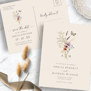 Postal Guardar la fecha Boho Wildflower