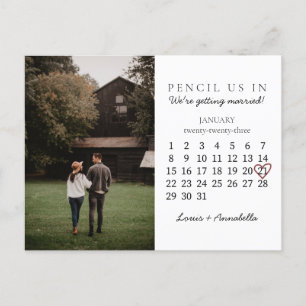 Postal Guardar la fecha calendario Rosa Corazón enero 202