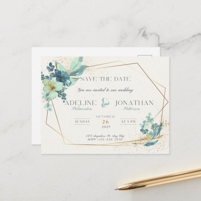 Postal Guardar la fecha: Celebración del Boda (Anverso/Reverso In Situ)