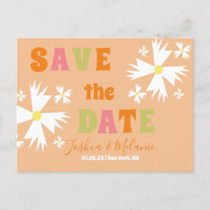 Postal Guardar la fecha Daisy Groovy Floral Lima Rosa