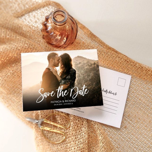Postal Guardar la fecha de boda con foto de escritura mod (Subido por el creador)