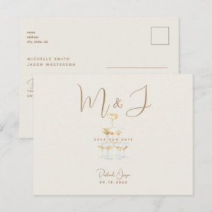 Postal Guardar la fecha de boda moderno beige champán