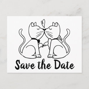 Postal Guardar la fecha de compromiso de gatos de Boda bl