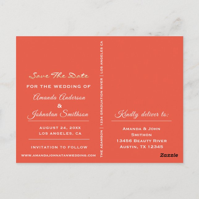 Postal Guardar la fecha de la escritura de oro Foto Vivid (Reverso)