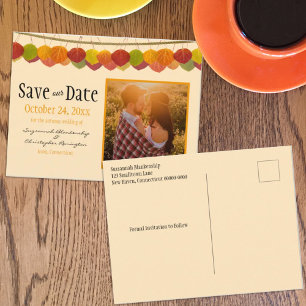 Postal Guardar la fecha de la foto personalizada Otoño Ho