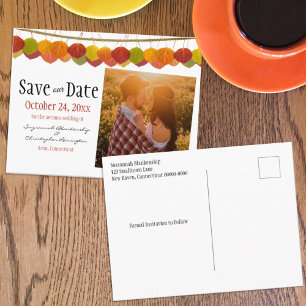 Postal Guardar la fecha de la foto personalizada Otoño Ho