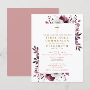 Postal Guardar la fecha de la primera comunión floral ros