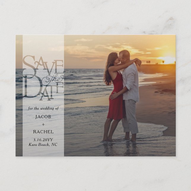 Postal Guardar la Fecha Elegante pancarta superpuesta fot (Anverso)