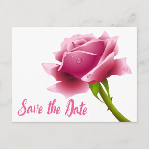 Postal Guardar la fecha floral Rosa rosa Engagement