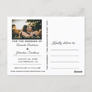 Postal Guardar la fecha Golden Script Photo Black White M