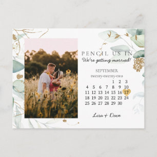 Postal Guardar la fecha Sept 2022 Botanical Elegant Gold 