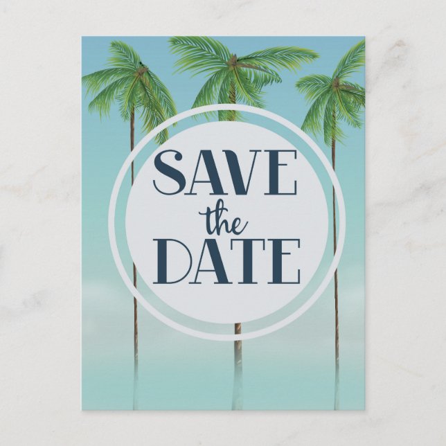 Postal Guardar La Fecha Vintage Palmas Tropicales (Anverso)