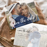 Postal Guardar la foto de los corazones manuscritos blanc<br><div class="desc">Boda manuscrita Guarda las tarjetas de fecha que tienen una foto en la parte delantera y trasera. Las tarjetas Save the Date Fall, Autumn, Winter, Spring o Summer contienen una moderna tipografía de escritura cursiva con letras a mano con corazones elegantes, sencillos y modernos para usar después de la minimalista...</div>