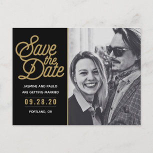 Postal Guardar la foto del Boda de escritura moderna de f