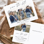 Postal Guardar la foto elegante de fecha 4 moderada moder<br><div class="desc">Paisaje moderno y elegante Horizontal Cuatro (4) Foto Guardar el imán Boda de fecha con tipografía de escritura con letras a mano. El imán para guardar la invitación de fecha incluye tipografía y moda de guiones y un diseño sencillo al que puede agregar su imagen personalizada de fotografía de compromiso....</div>