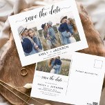 Postal Guardar la foto elegante de fecha 4 moderada moder<br><div class="desc">Paisaje moderno y elegante Horizontal Cuatro (4) Foto Guardar el imán Boda de fecha con tipografía de escritura con letras a mano. El imán para guardar la invitación de fecha incluye tipografía y moda de guiones y un diseño sencillo al que puede agregar su imagen personalizada de fotografía de compromiso....</div>