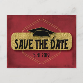 Postal Guardar La Graduación De Fecha Oro Rojo Moderno