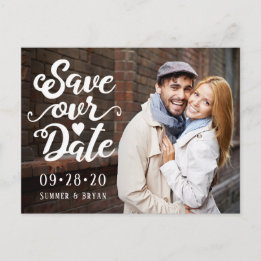 Postal Guardar nuestro Boda de fechas | Script manuscrito