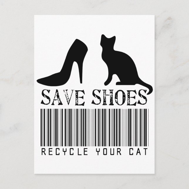 Postal Guardar zapatos reciclar tu gato (Anverso)
