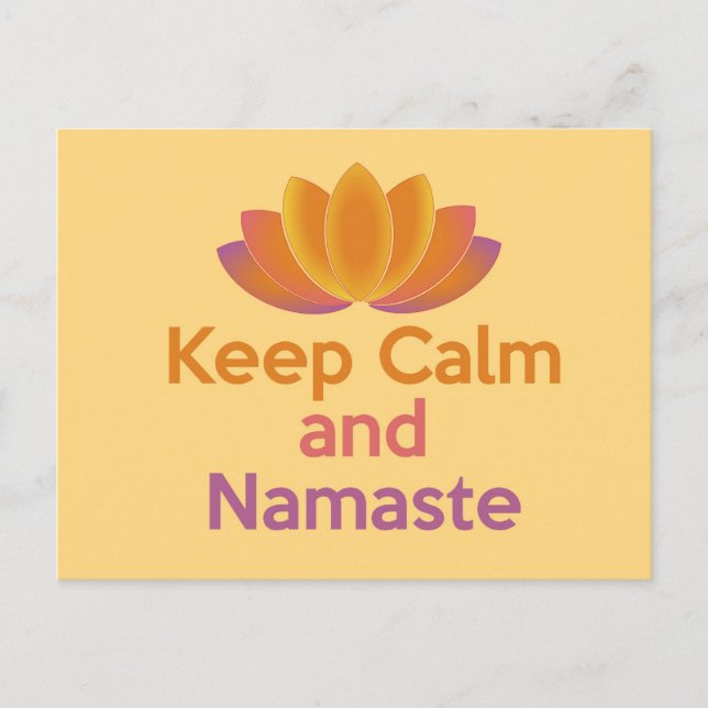 Postal Guarde la calma y Namaste - el zen, yoga, se (Anverso)