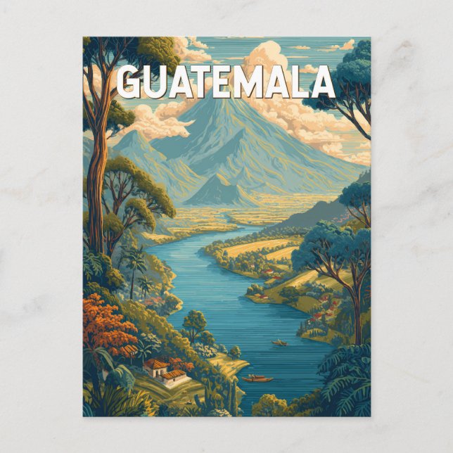 Postal Guatemala Ilustracion Viaje de arte (Anverso)