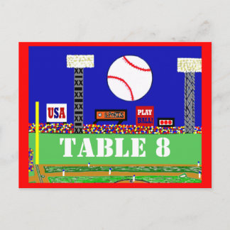 Postal Guay Baseball Sport Bar Mitzvah Table Number Card