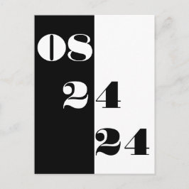 Postal Guay Boda Fecha blanco y negro Guardar la fecha