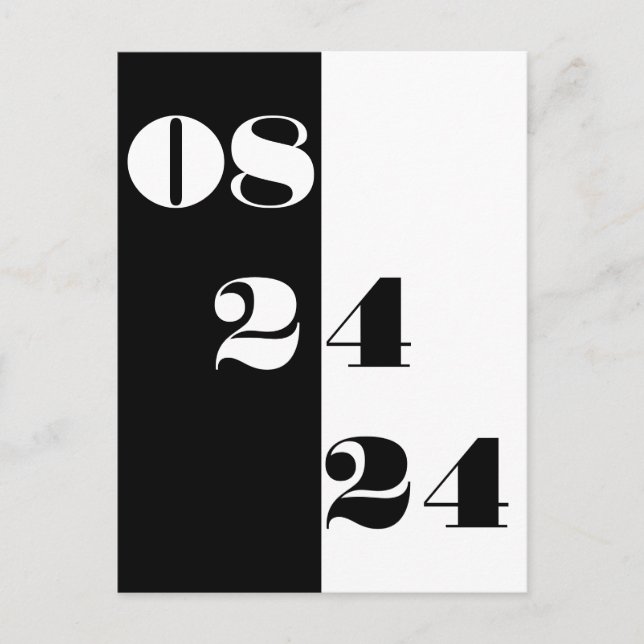 Postal Guay Boda Fecha blanco y negro Guardar la fecha (Anverso)