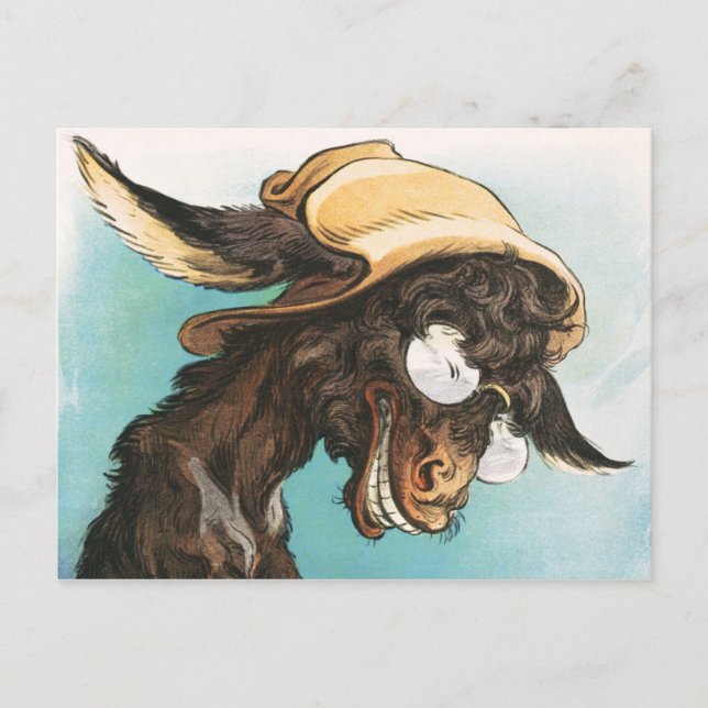 Postal Guay burro con gafas y gorra (Anverso)