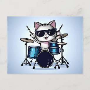 Postal Guay Cat Drummer en blanco