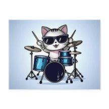Guay Cat Drummer en blanco
