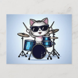 Postal Guay Cat Drummer en blanco