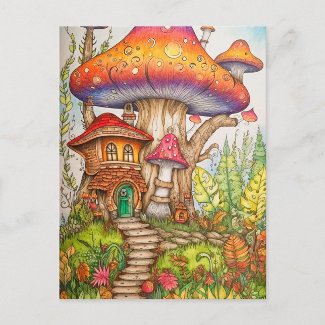 Postal Guay Creative Psychedelic Mushroom Dwelling (Anverso)